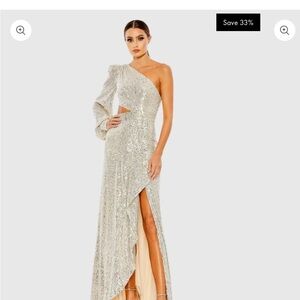 Mac Duggal Silver Sequin Gown